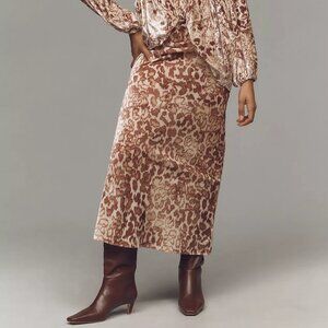 Tilda Maxi Slip Skirt: Velvet Edition - Neutral Leopard Pattern - Small - NWT